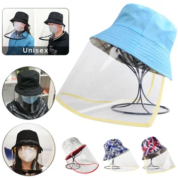 

2020 New Anti-spitting Protective Bucket Hat with Transparent Face Cover Sandproof Sun Protection Anti-dust Hat DOM668