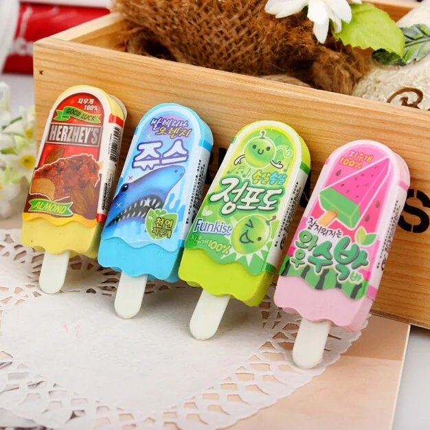 24pcs/lot Sweet Cute ice cream design eraser funny students' nice gift prize office school supplies Wholesale | Канцтовары для