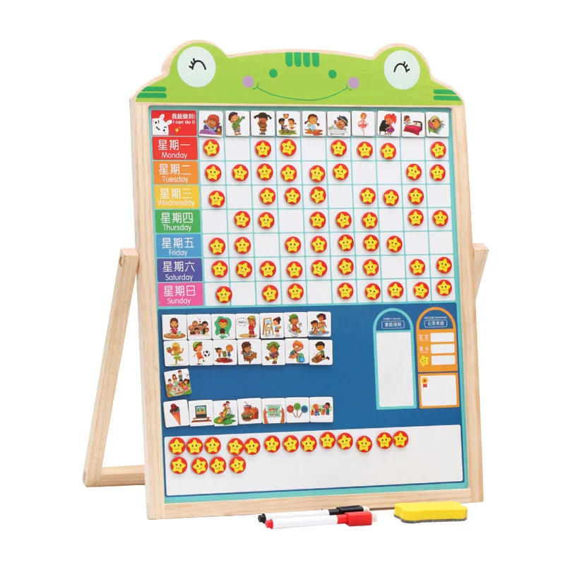 

Children Growth Self-Discipline Table Sketchpad Small Red Flowers Magnetic Stickers Baby Nursery Performance Records Reward Adhe