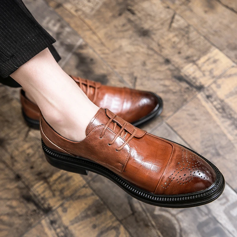 Men Shoes fashion slip on Leather Shoes 