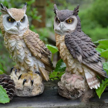 

Creative Resin Handmade Simulation Animal Crafts Decoration Owl Fleshy Bird-Proof Garden Ornaments Gardening Accessories