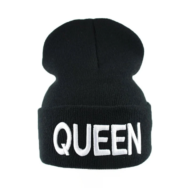 Knitted QUEEN White Мужская Женская бейсболка с буквенным принтом, Черная Мужская Бейсболка, Бейсболка Шапки для пары Casquette baseball Femme - Цвет: Knitted QUEEN White