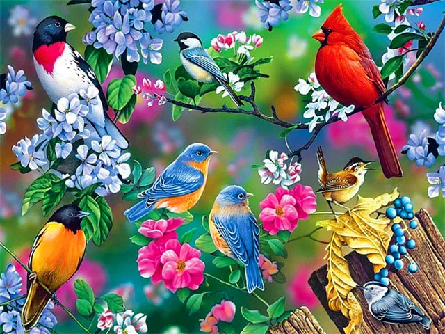 HOMFUN Full Square/Round Drill 5D DIY Diamond Painting "Animal Bird Scenic" 3D Diamond Embroidery Cross Stitch Home Decor Gift 