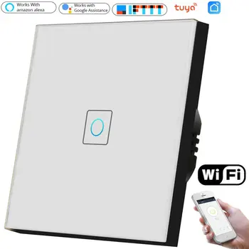 

Wireless Light Switch 220V EU Standard Glass Panel Smart Sensor Switch Alexa/Google Home For Led Light Switches
