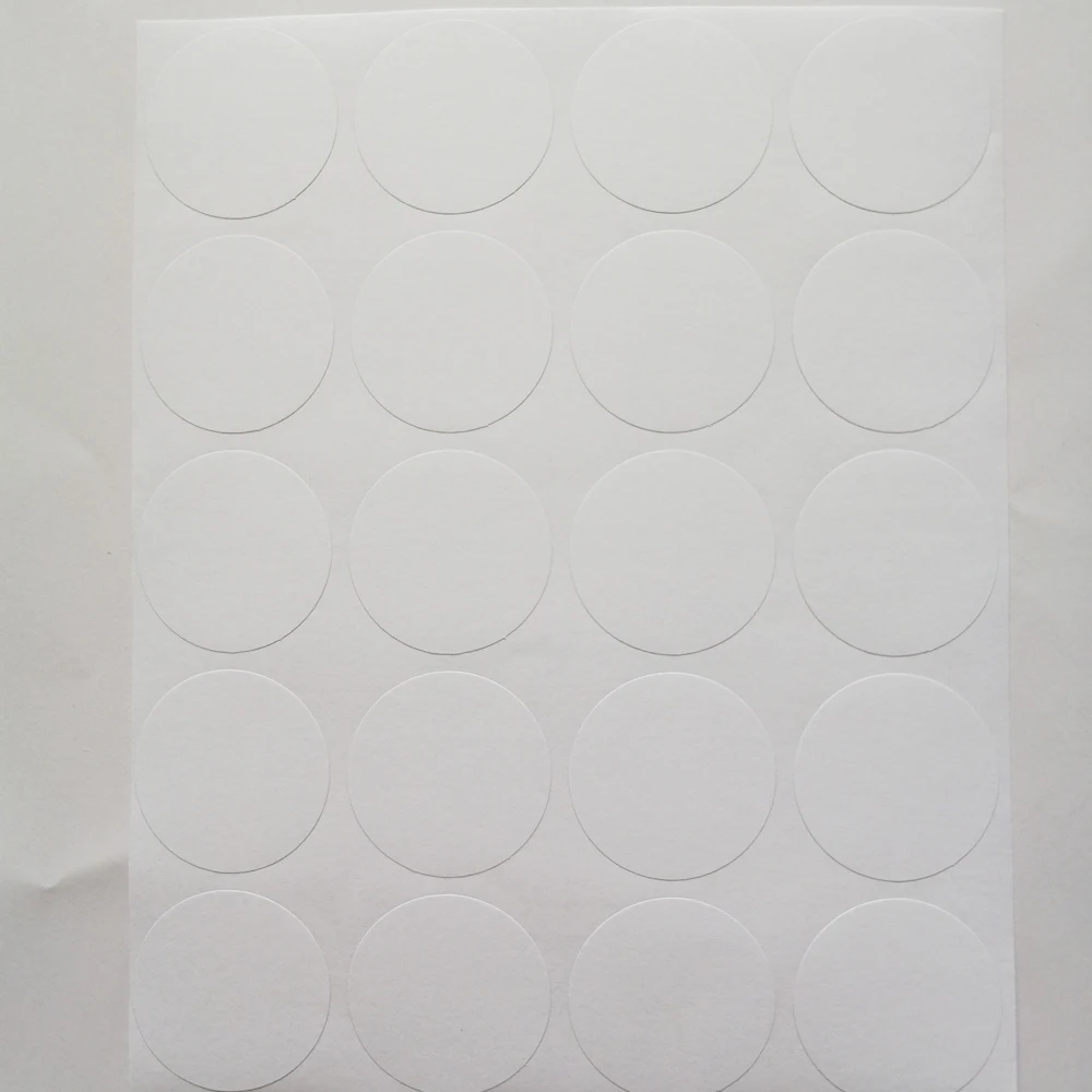 120 adesivi 35 mm DIAMETRO forma rotonda BIANCO adesivo di carta BIANCO PER STAMPA fai da te - immagine 3