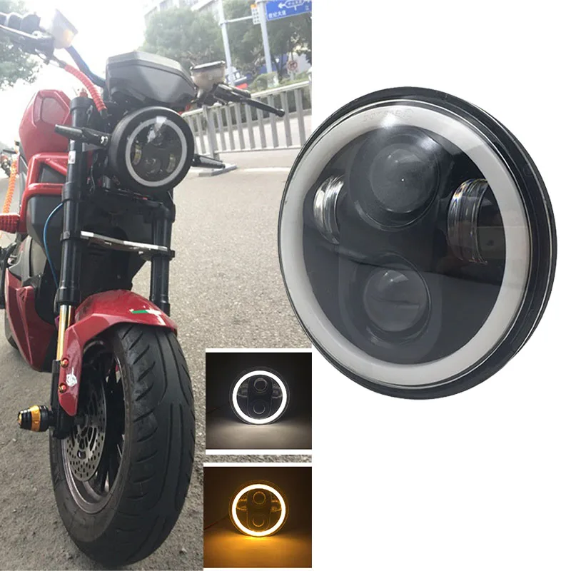 5,75 дюймов круглые светодиодные фары Halo Кольцо для Sportster 883, Breakout, Cross Bones, XR1200, Street 500, 700, 702