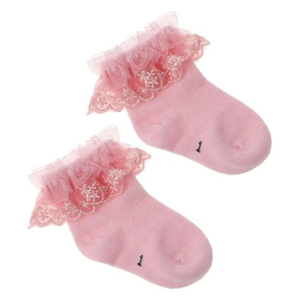 pink Детские носки для новорожденных хлопковые носки однотонные Цвет удобные кружевное платье принцессы, носки с начесом для девочек носки для малышей - Цвет: pink