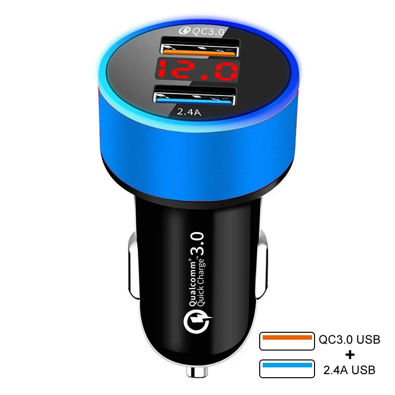 Car Charger Dual USB Fast Charging QC Phone Charger Adapter For Xiaomi mi 9 9SE 10 A3 A2 Note 10 Lite Redmi Note 6 7 8 9T 9S usb c fast charge Chargers