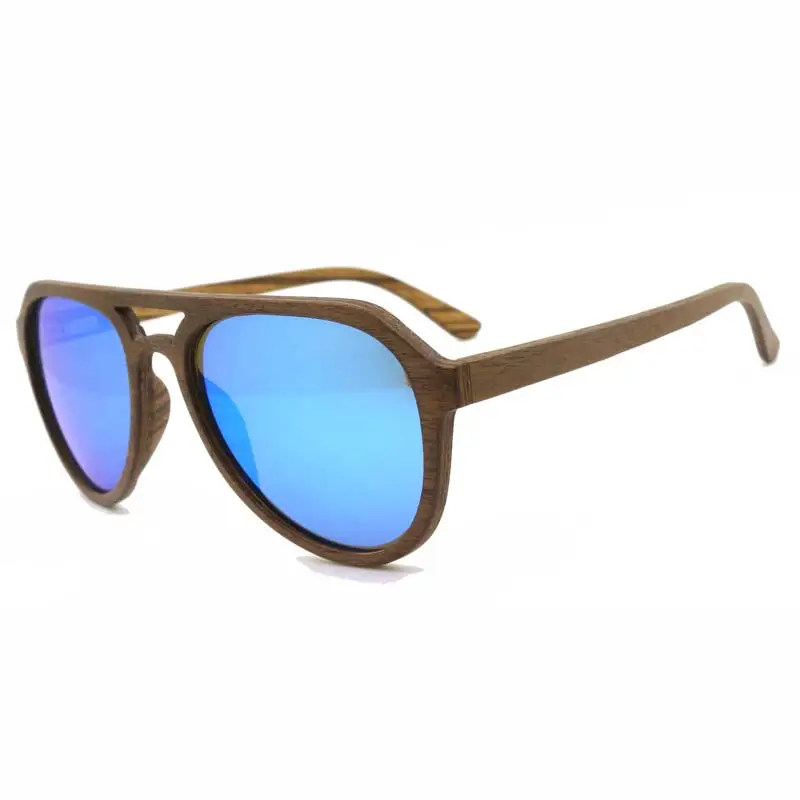 blue lens BerWer натуральные деревянные солнечные очки мужские поляризованные Модные солнцезащитные очки оригинальные деревянные Oculos de sol masculino - Цвет линз: blue lens