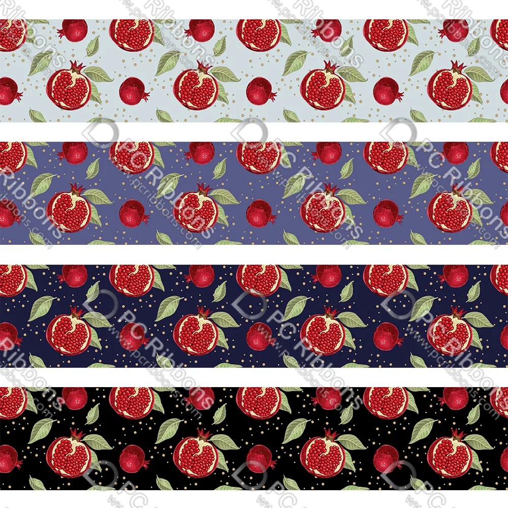 

16-75MM Cartoon Pomegranate Fruit Printed Grosgrain&Satin Ribbon DIY Handmade Materials Christmas Wedding Gift Wrap Tape 50yards