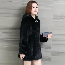 

Mink Coats Women Natural Mink Jacket With Hood Female Real Mink Fur Coat With Belt Ladies Winter Warm Genuine Fur Coat Luxury