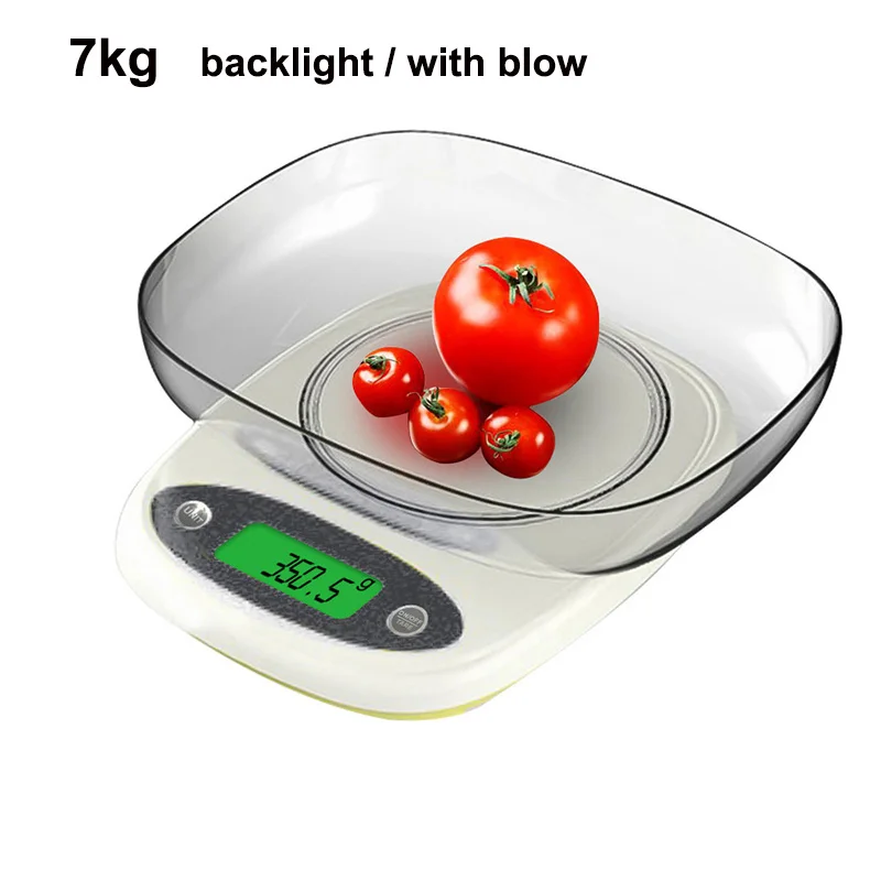 7kg-1g Цифровые кухонные весы 7 кг/1 г 3 кг трехточные Премиум светодиодный Электронные весы с подсветкой дисплей цифровые весы для взвешивания пищевых продуктов - Цвет: 7kg-1g