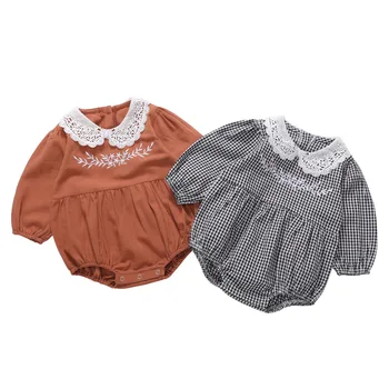 

Baby Boys Girls Long Sleeve Romper Infant 2020 O-neck Solid Color Grass Embroidery Jumpsuit Newborn Clothes Cotton Palysuit