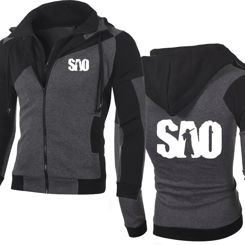 SAO Sword Art Online куртка мужская Harajuku толстовка хип-хоп аниме одежда флисовая толстовка на молнии спортивный костюм мужская повседневная спортивная одежда