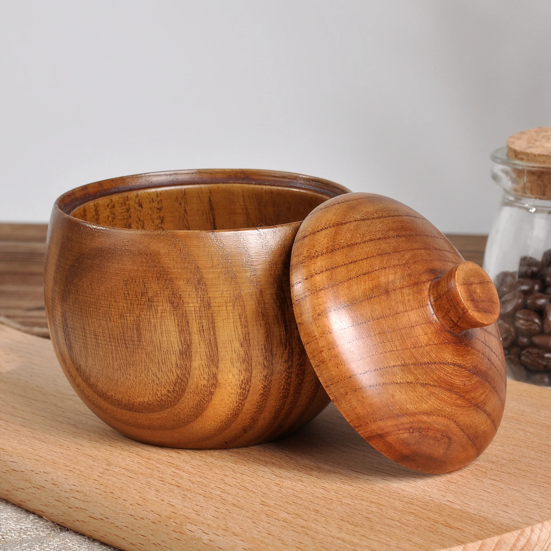 Seasoning Jar Solid Wood Seasoning Pot Creative Seasoning Bottle Wooden Retro Solid Wood Salt Shaker Kitchen Tools With Lid Pot