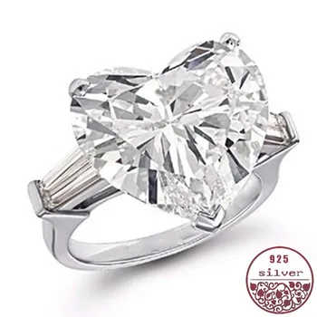 

925 sterling silver Europe best selling super large heart peach love zircon super shining female romanticdiamond rings for women
