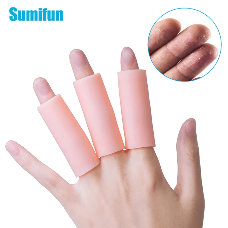 

2pcs Sumifun Silicone Finger Sleeves Cover Thumb Finger Protection Hand Eczema Cracking Corn Injured Care Protectors Massage C15