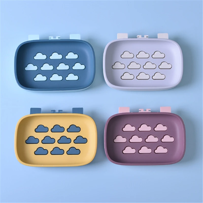 

Double Layer Perforated Soap Rack Wall Mounted Bathroom Creative Suction Soap Shelf Toilet Drainage 2021