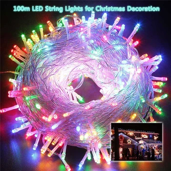 

9-color 100m LED Christmas garland lights string outdoor street decoration fairy holiday lights EU plug for the wedding New Year