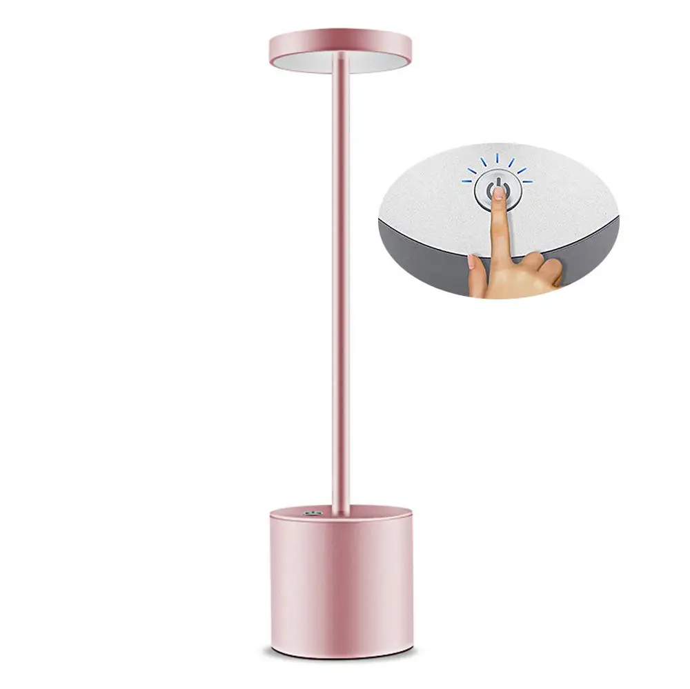 Table Lamp Aluminum Bedside Light for Bedroom//Study//Restaurant,Black Modern LED Cordless USB Rechargeable Battery Energy-Saving Desk Lamp