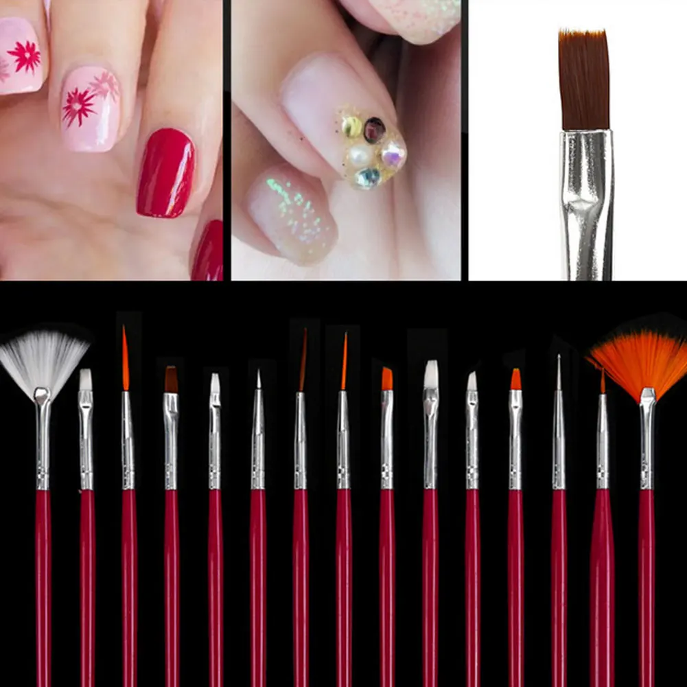 15 шт., ручка для рисования ногтей, точечная живопись из линий, ручка для маникюра, УФ-гель, акриловая кисть для дизайна ногтей, инструмент для ногтей, кисть с эффектом омбре
