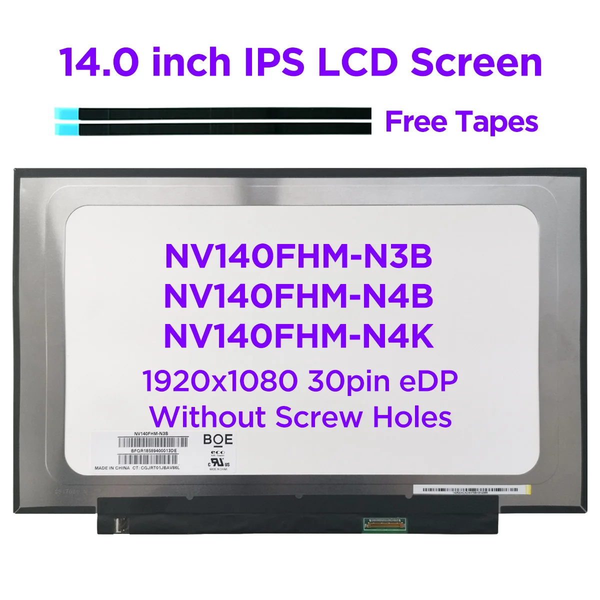 

14,0-дюймовый ЖК-экран ноутбука IPS NV140FHM-N3B N4B N4K N4H LP140WF7-SPC1 для светодиодного матричного дисплея HP 14S-CF0036TX FHD1920x1080 30pin eDP