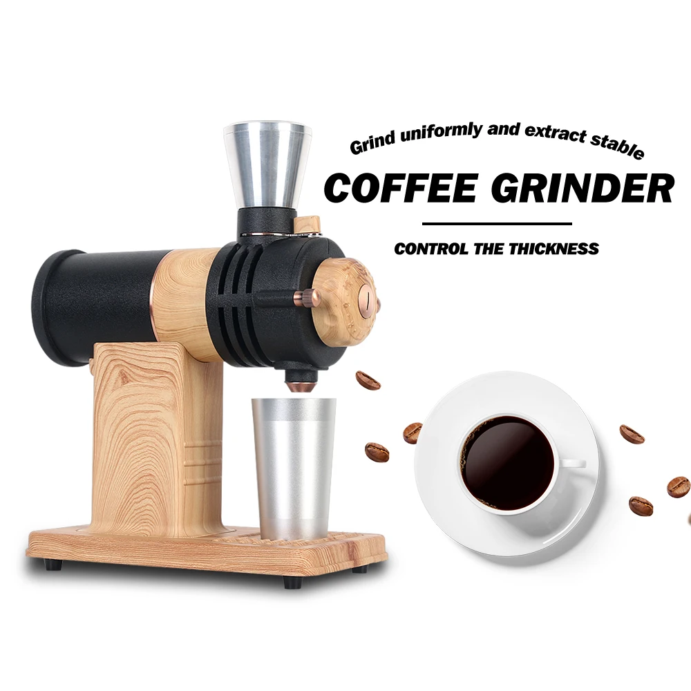 Coffee Grinder 28mm Titanium Plated Conical Burrs Quiet Slow Grinding 60  R/Min Stepless Adjustment Cup Dia. 5.6cm