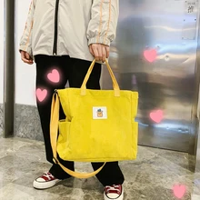 Женские вельветовые сумки через плечо на молнии, женские сумки, женская холщовая сумочка-мессенджер для шопинга, сумка для девушек