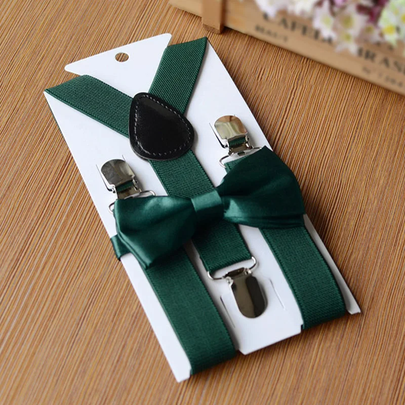 Black Green Распродажа, эластичный пояс на лямках, 26 цветов, y-образный ремень, свадебные подтяжки для мальчиков, Детские регулируемые подтяжки на застежках, смокинг, рубашка, аксессуары - Цвет: Black Green