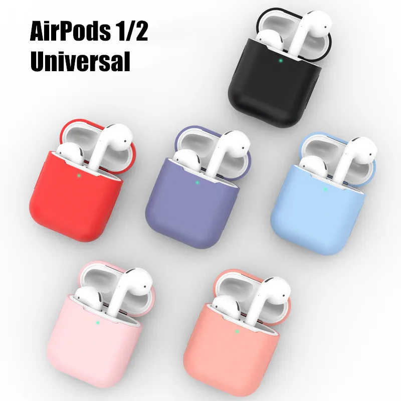 Качественный универсальный силиконовый защитный чехол для AirPods 1/2 с полным