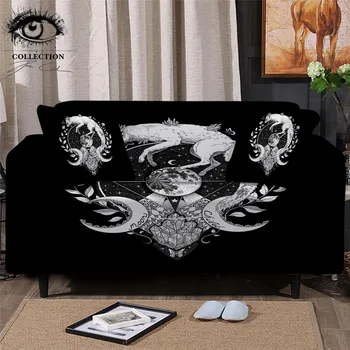 

Moon Child Black by Pixie Cold Art Slipcover For Sofas White Fox Stretch Sofa Cover Galaxy Couch Cover Planet Armchair Cover
