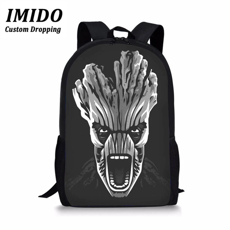 IMIDO школьная сумка с рисунком из мультфильма «I am Groot» для мальчиков-подростков, классная ортопедическая школьная сумка черного цвета, милые детские школьные сумки Mochilas - Цвет: WLL5802