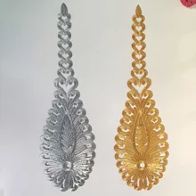 1 шт. Золотой Серебряный Большой Веерообразный тканевый патч этнический стиль сценическое платье утюг на патч ремесло шитье ремонт 45x14 см