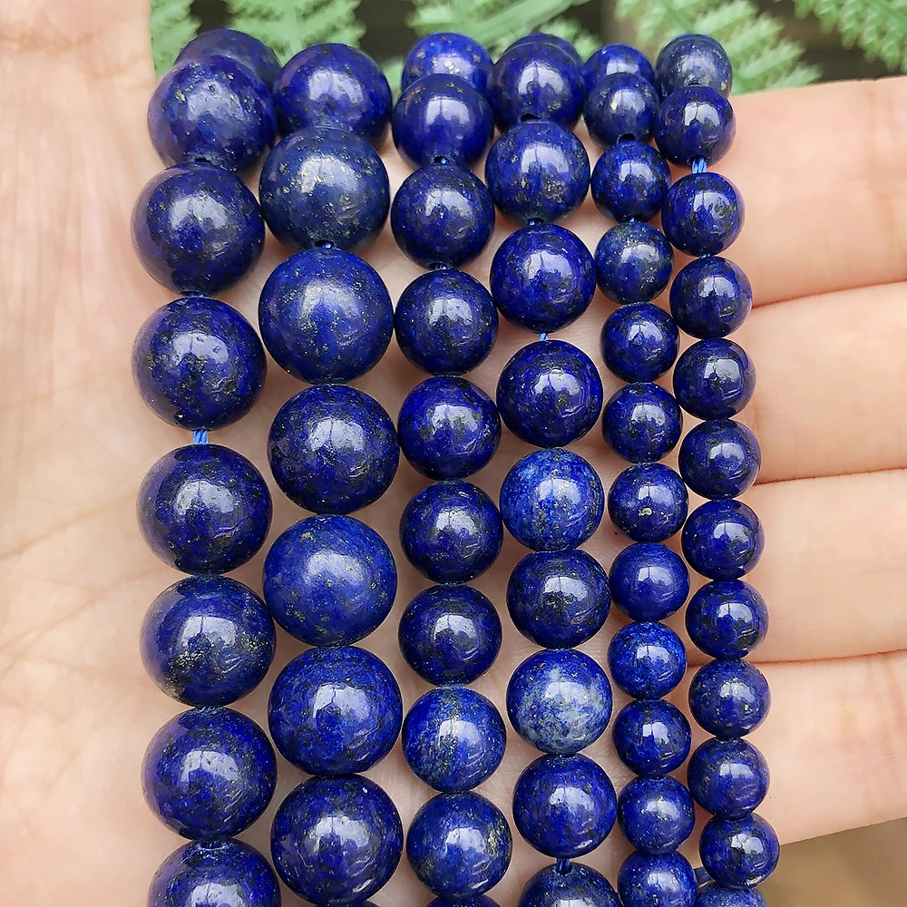 GEM-inside Stretchy Lapis Lazuli Bead Bracelet - 12mm Smooth Dyed Beads, Hand Knitted, 7.5 Inch, For Men & Women