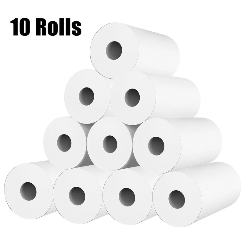 10 rollos de papel térmico de pulpa de madera para cámara de niños, papel de impresión instantánea para cámara de niños, piezas de repuesto de papel de impresión