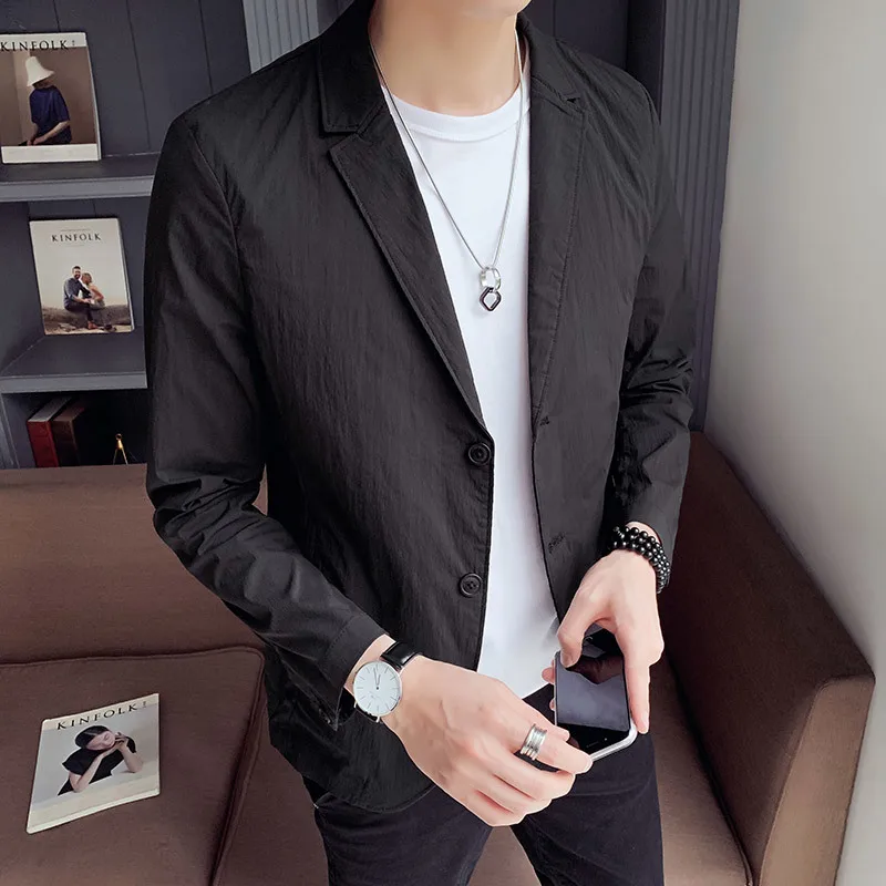 

Sunscreen Man's Suit Male Leisure Time Suit Loose Coat G Thin Section Gown Self-cultivation Thin Ultrathin Clothes 9916 -p100