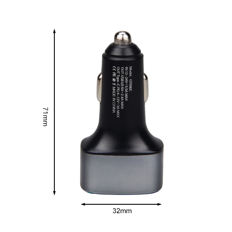 3-Порты и разъёмы Переходник USB для зарядки в машине Дисплей PD Тип C 4.8A быстро Зарядное устройство быстрой зарядки USB для телефона