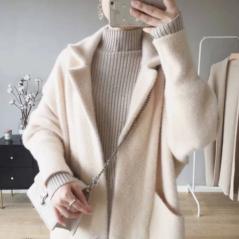 

2020 Autumn Winter Women Apricot Teddy Coat Stylish Female Thick Warm Cashmere Jacket Casual Girls Streetwear Sweaters Jacket