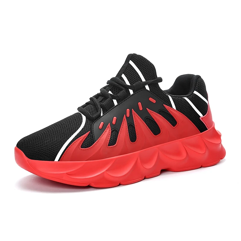 Хит, модная прогулочная обувь для мужчин, дышащая легкая походная обувь, мужские кроссовки, летние массажные с резиновым покрытием, сетка - Цвет: Красный