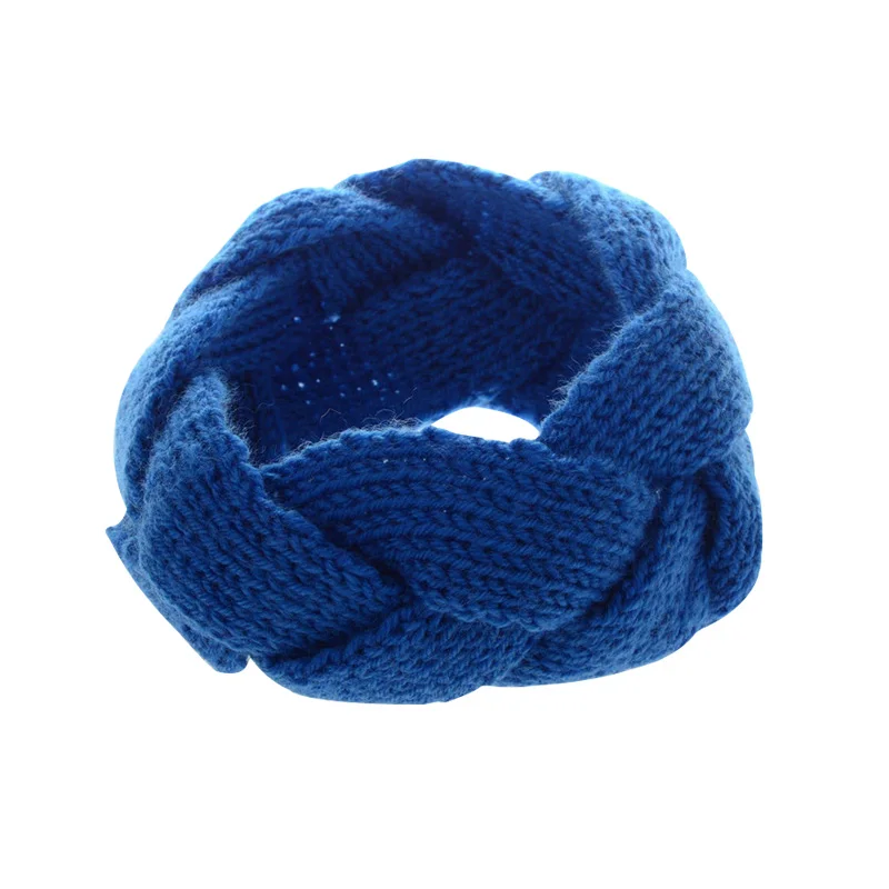 Blue Twist Зимняя Теплая повязка на голову для женщин/девочек, эластичная вязаная теплая повязка на голову, одноцветная повязка на голову, аксессуары для волос ручной работы, тюрбан, подарки - Цвет: Blue Twist