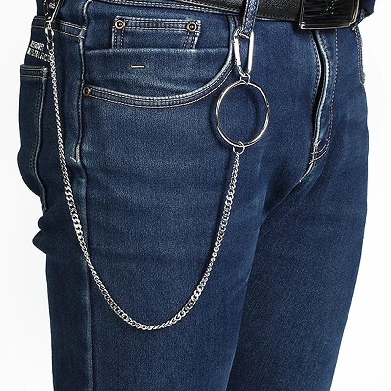 

Men's trouser Pants Belt 45cm stainless steel punk big ring Punk hip-hop chain New decorative trouser Wallet stage key chain