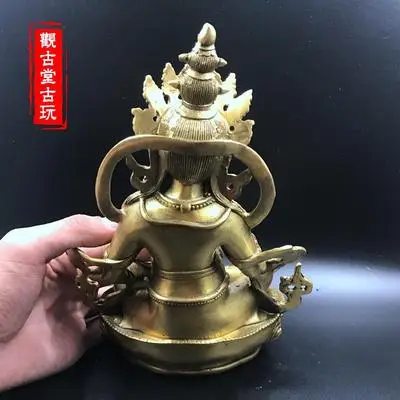 Изысканный античный Чистый медный тибетский Будда Huang Caishen орнамент