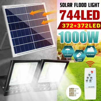 

solar led wall light 372+372 Led Solar Light Flood light waterproof outdoor wall lamp Garden Lamp Street light with RC 1000W