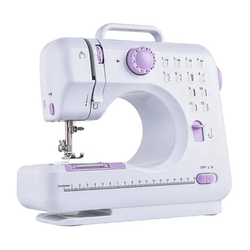 

Nidouillet Mini Adjustable Sewing Machine with Bobbin Thread Spool Foot Pedal LED Light AB028