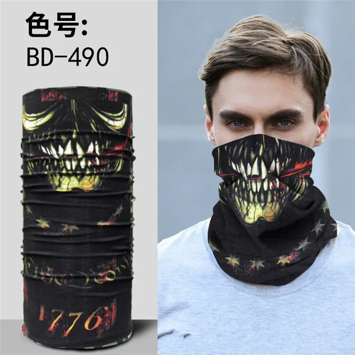 BD490 Scarf Волшебный дизайнерский шарф с черепом, различные маски на половину лица, повязка на голову для Хэллоуина, бандана, головной убор для велосипеда, головной шарф для сноуборда, головной платок - Цвет: BD490 Scarf