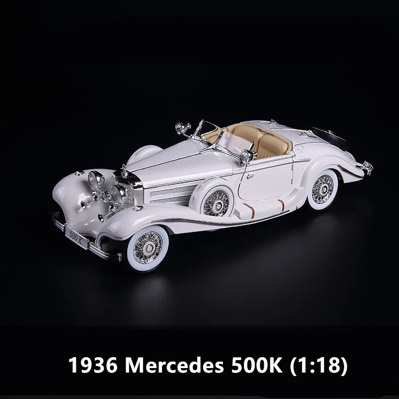 Maisto 1:18 1936 Mercedes 500k модель автомобиля из сплава Модель автомобиля украшение автомобиля коллекция Подарочная игрушка Литье под давлением модель игрушка для мальчиков - Цвет: 500K
