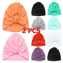 2 упаковки для маленьких мальчиков и девочек, одноцветная эластичная Шапка-тюрбан, шапка-обруч для волос
