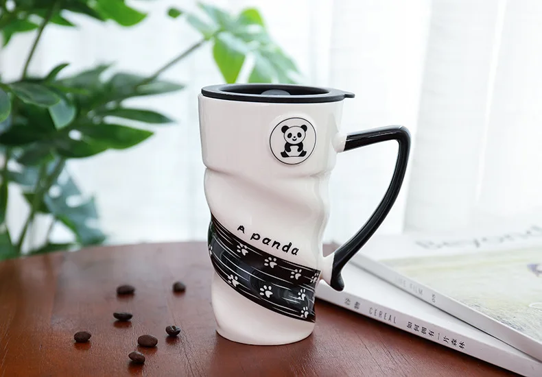 Скандинавский стиль панда Зебра резьба рельеф трехмерные животные большой емкости кружка молока с крышкой керамическая чашка для кофе