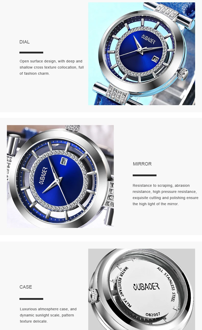 OUBAOER женские модные роскошные женские кварцевые часы Montre Femme нарядные часы из натуральной кожи наручные часы женские часы для подарка