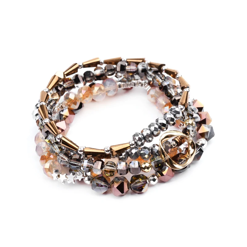 Dainty Ethnic Jewelry Boho Crystal Abalone Shells Charm Bracelets Set Women Geometric Accessory Red Blue Style Bracelet BCSET295 - Окраска металла: BCSET297-5